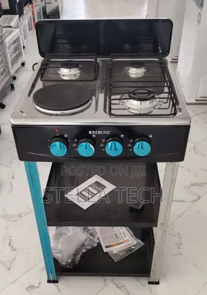 3gas + 1 Rebune  Electric Burner Standing Gas Stove With Shelves