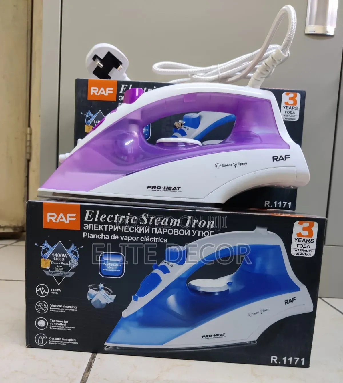 RAF Steam Iron 1400W – Ceramic Soleplate, Powerful & Fast Heating