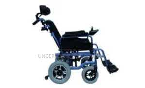 Blue Motorized Electric Wheelchair Equipped With a Headrest
