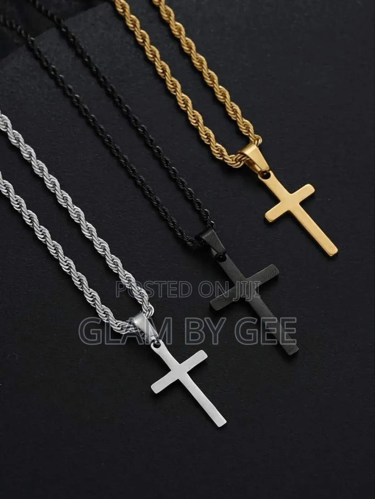 Premium Stainless Steel Cross Necklace – Gold, Silver Black