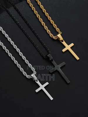 Premium Stainless Steel Cross Necklace – Gold, Silver Black