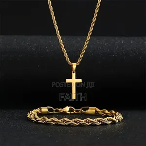 Premium Stainless Steel Cross Necklace – Gold, Silver Black