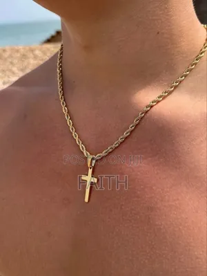 Premium Stainless Steel Cross Necklace – Gold, Silver Black