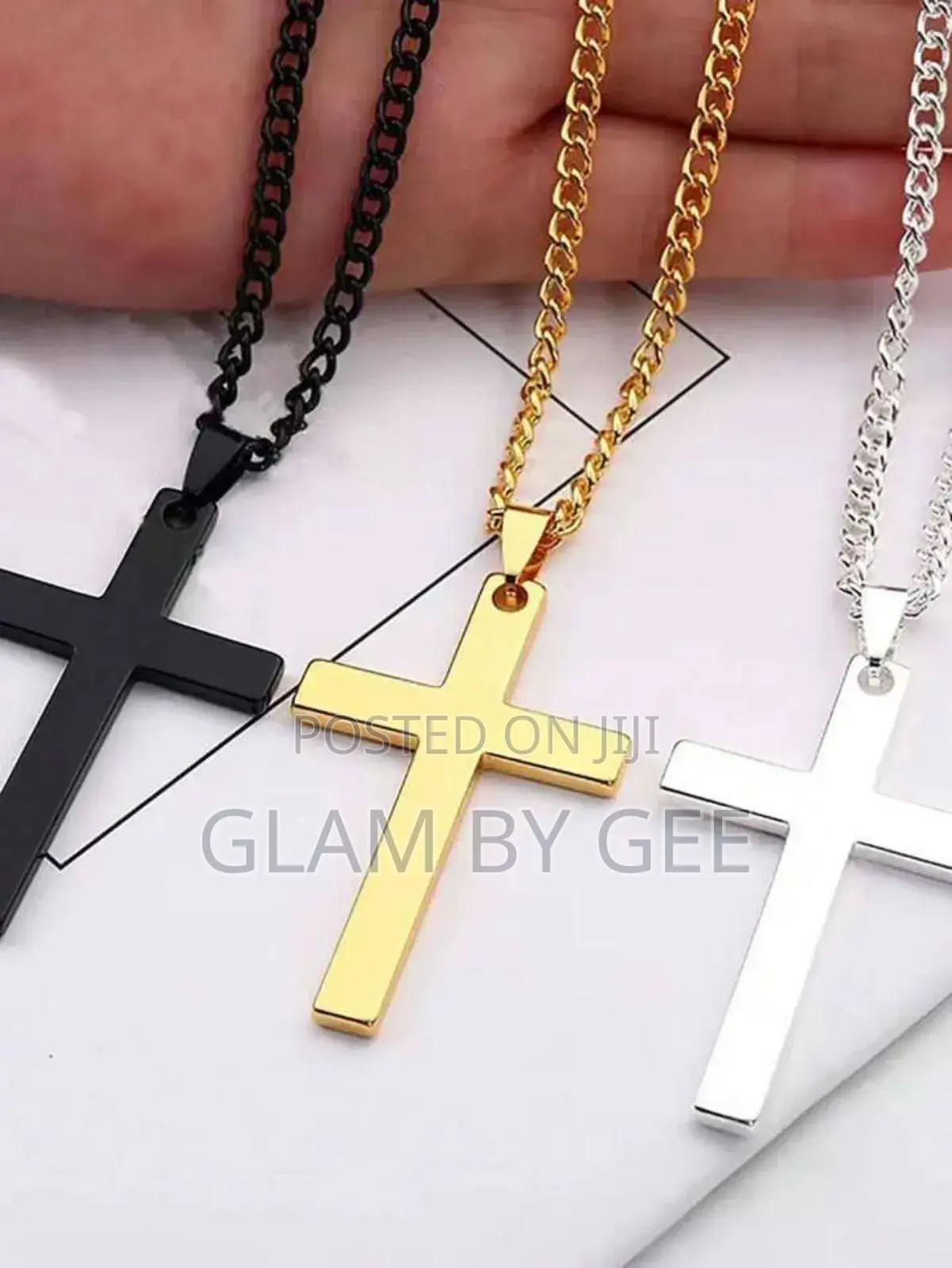 Premium Stainless Steel Cross Necklace – Gold, Silver Black