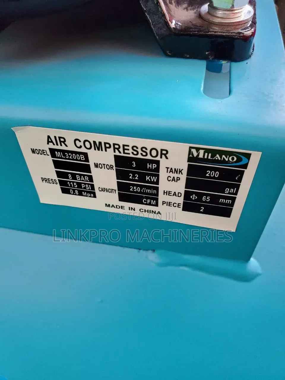 Milano 200 Litres Electric Air Compressor Double Piston