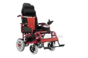 Red Electric Power Wheelchair With a High Backrest