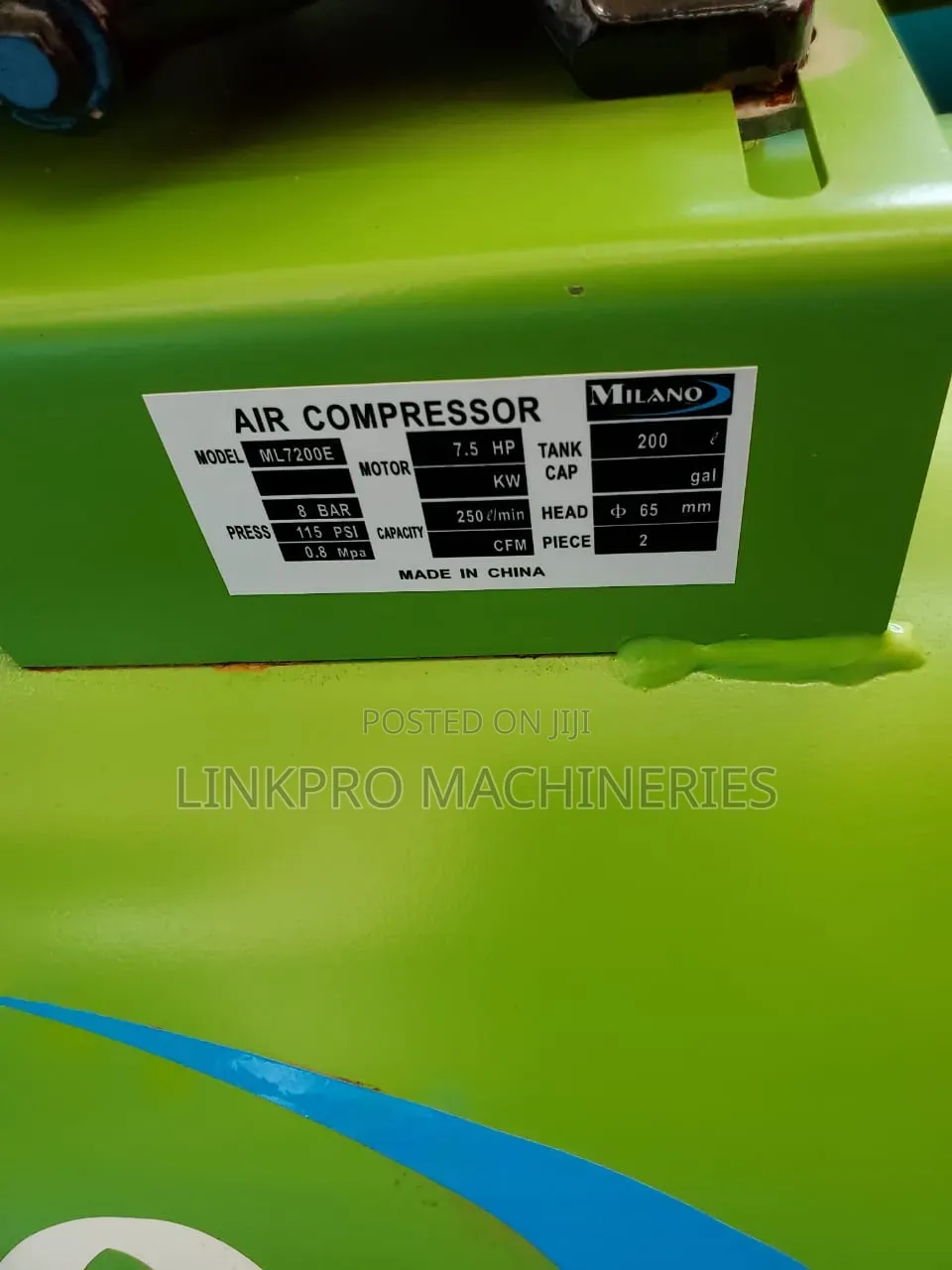 200 Litres Milano 7.5hp Petrol Engine Air Compressor Double Piston