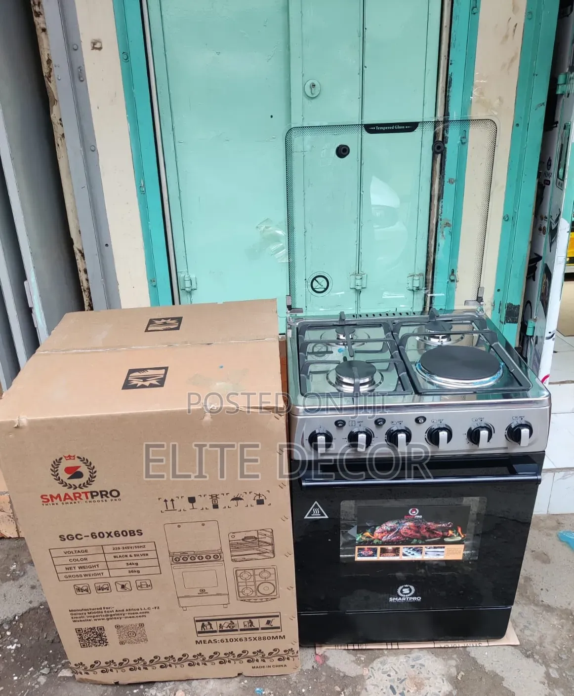 SmartPro SGC-60×60BS 3+1 Standing Cooker – 3 Gas + 1 Electric,Oven