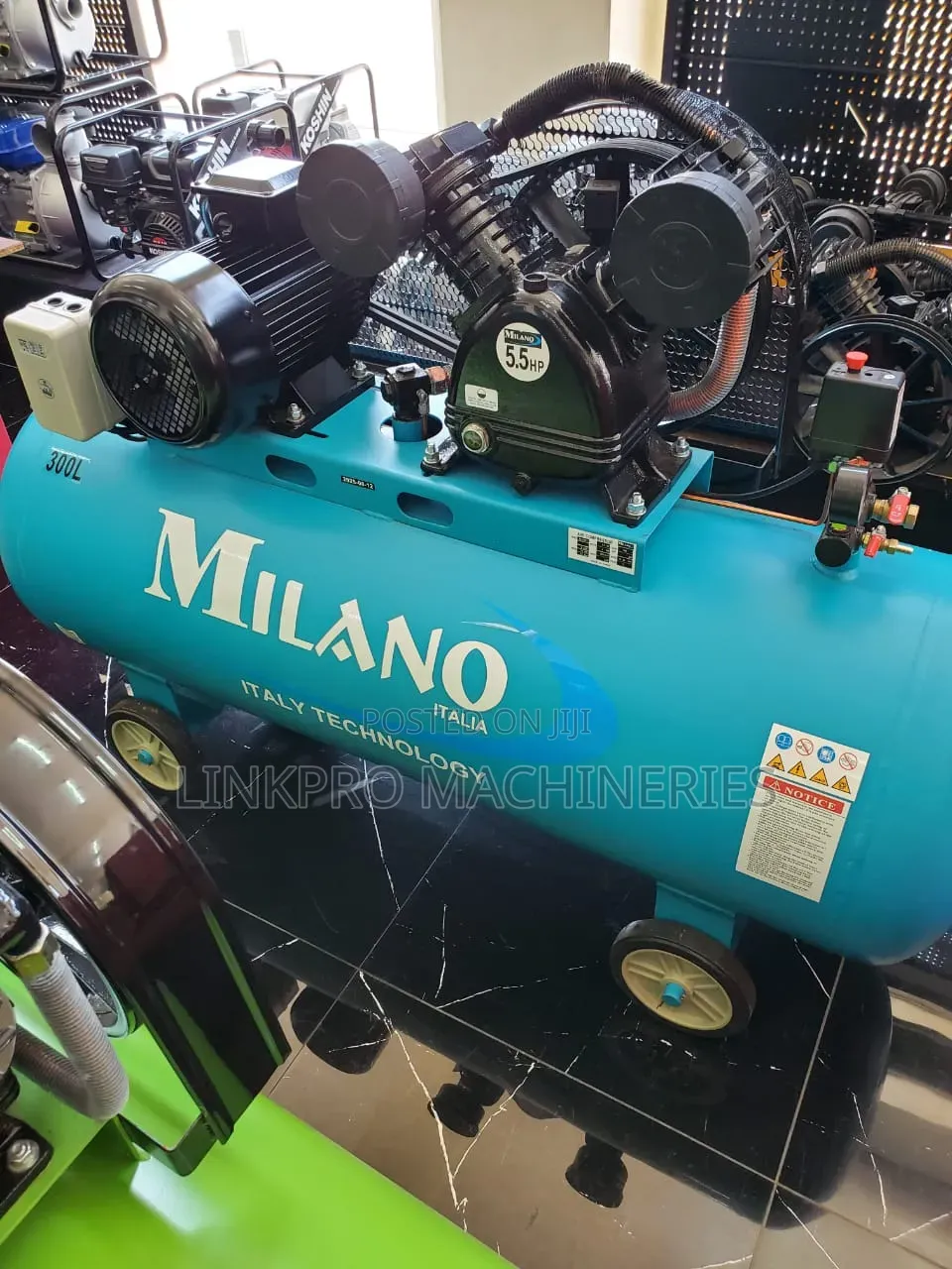 300 Litres Milano Electric Air Compressor 5.5hp Motor Double Piston