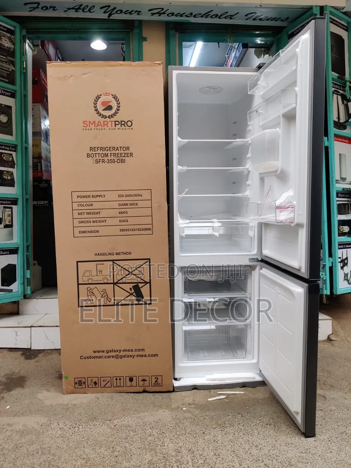 SmartPro SFR-350DBI 280L Bottom Freezer No-Frost With Water Dispenser