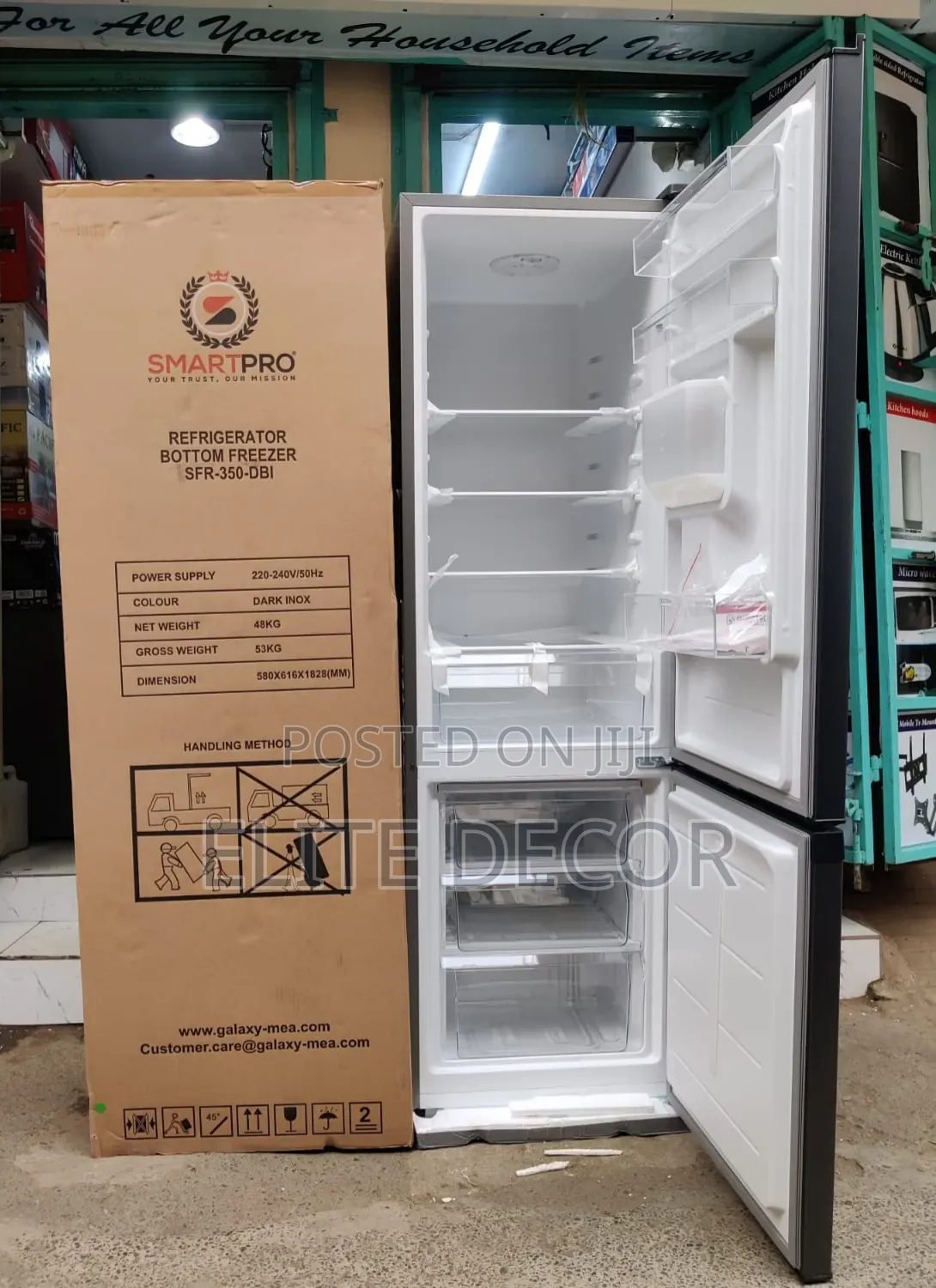 SmartPro SFR-350DBI 280L Bottom Freezer No-Frost With Water Dispenser