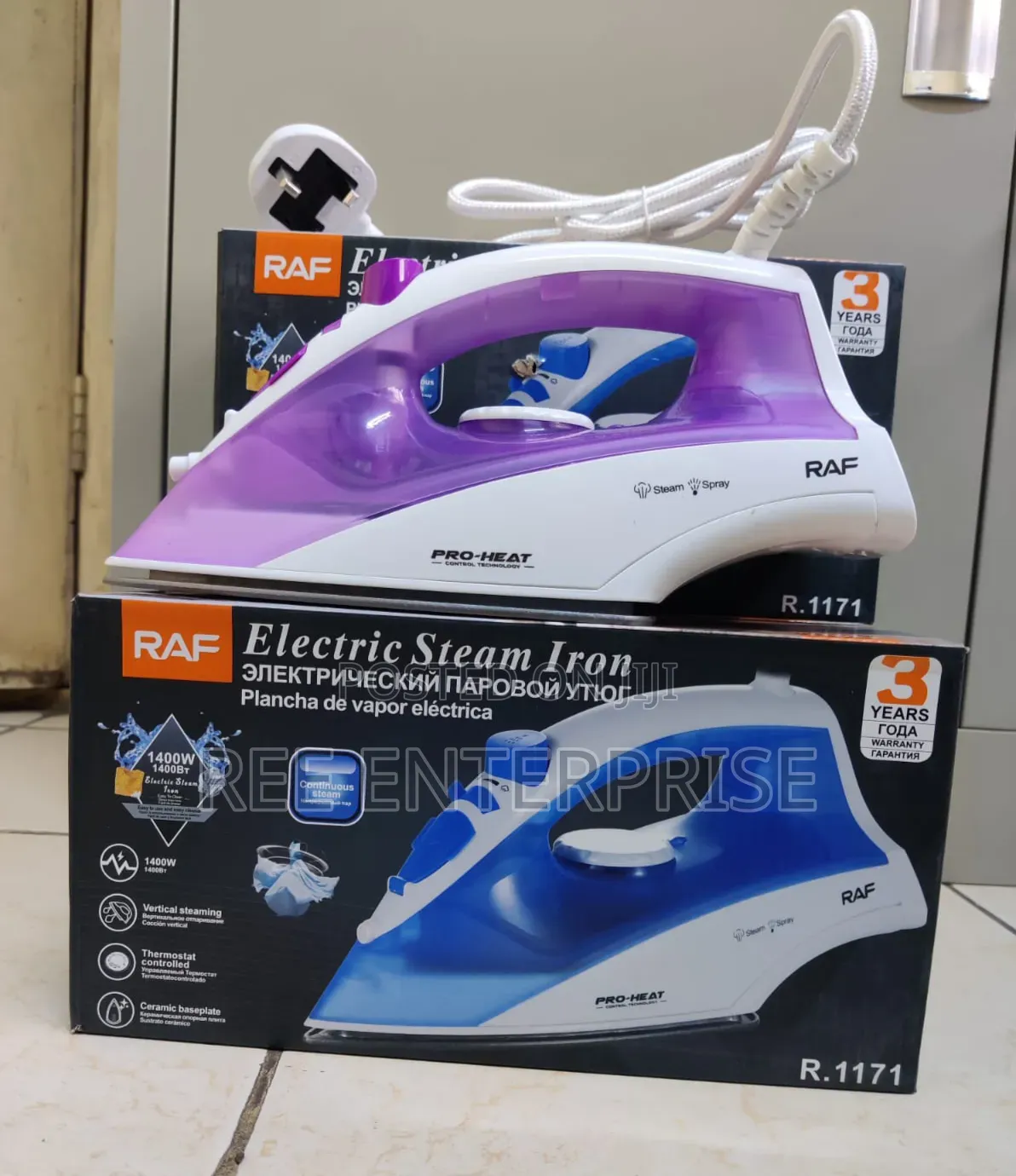 *RAF Steam Iron 1400W With Ceramic Baseplate 
🔥🔥🔥
