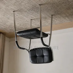 Black Leather Visitor Chair With Chrome Frame & Armrests