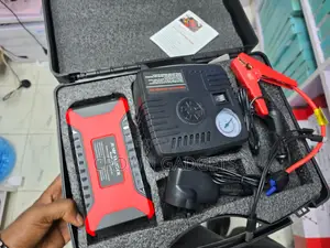 12V Auto Jump Starter Kit With Air Pump, Jumper Cables & Power Bank