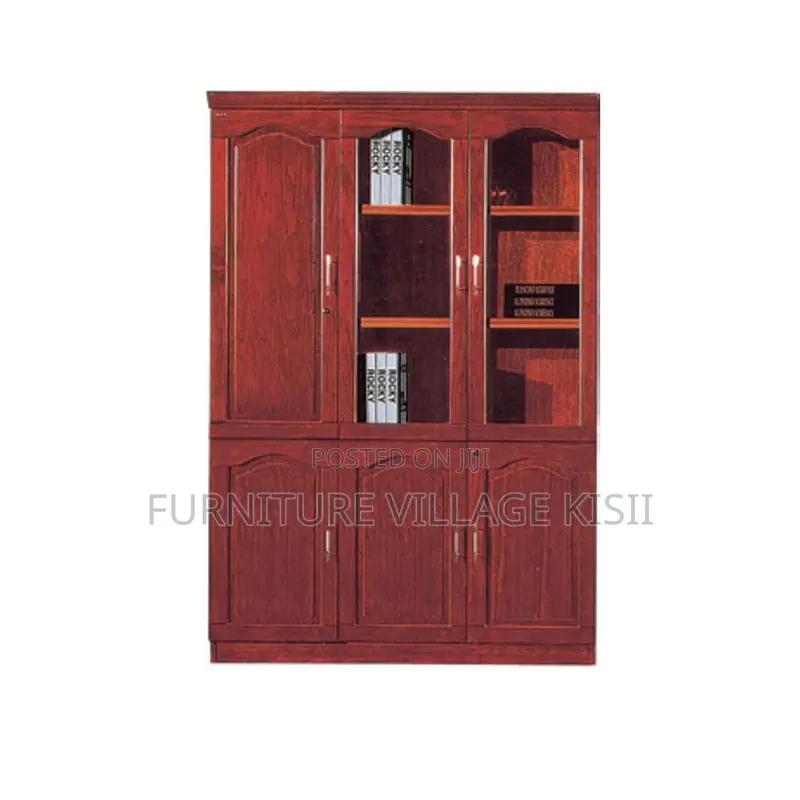 Office Cabinet; 3- Door Wooden Mahogany Storage Cabinet