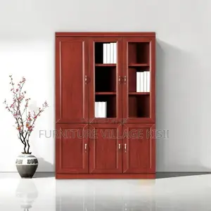 Office Cabinet; 3- Door Wooden Mahogany Storage Cabinet