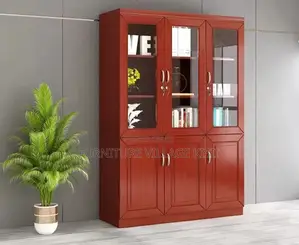 Office Cabinet; 3- Door Wooden Mahogany Storage Cabinet
