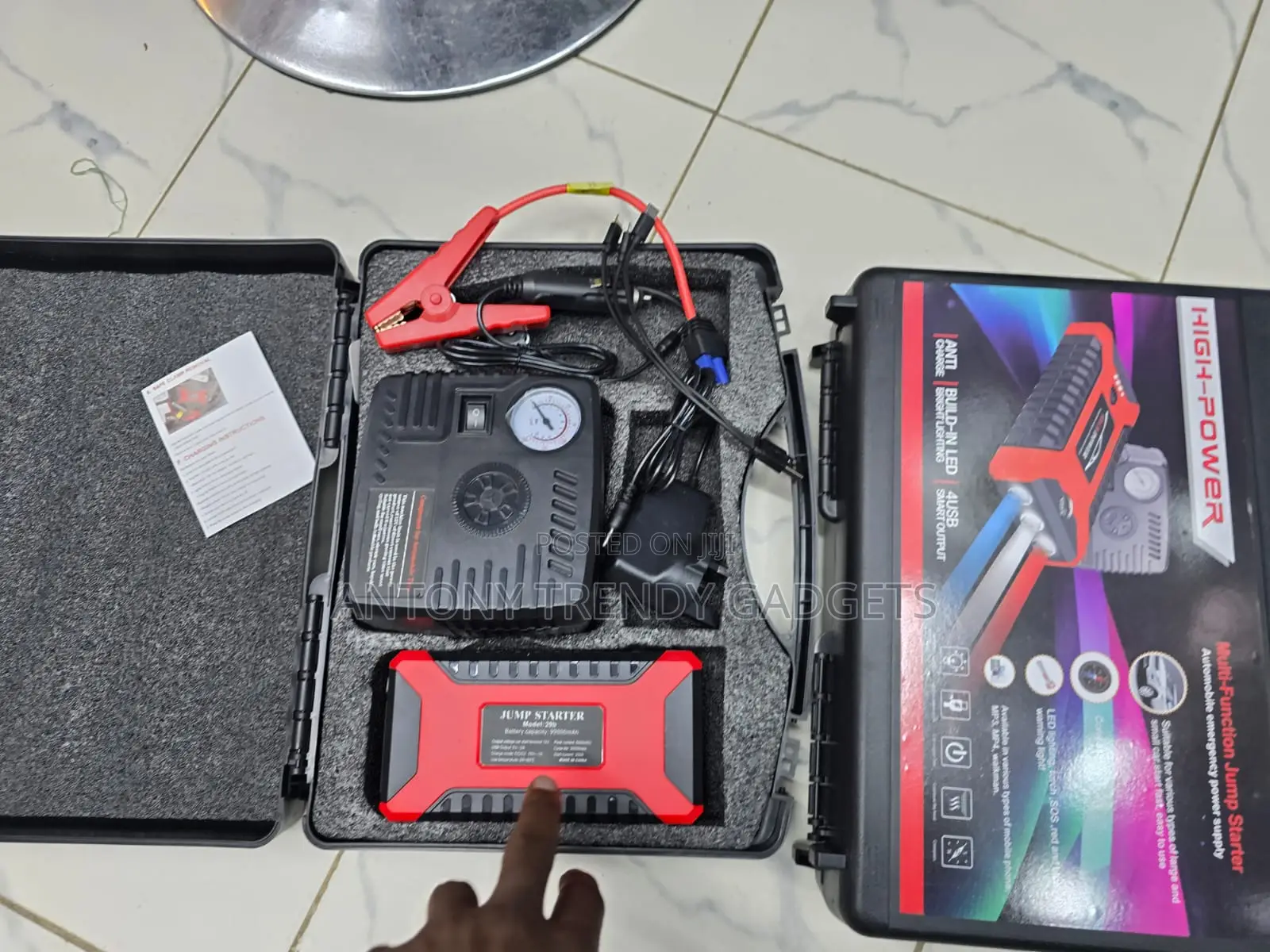 12V Car Jump Starter With Air Compressor Tire Inflator & Power Bank
