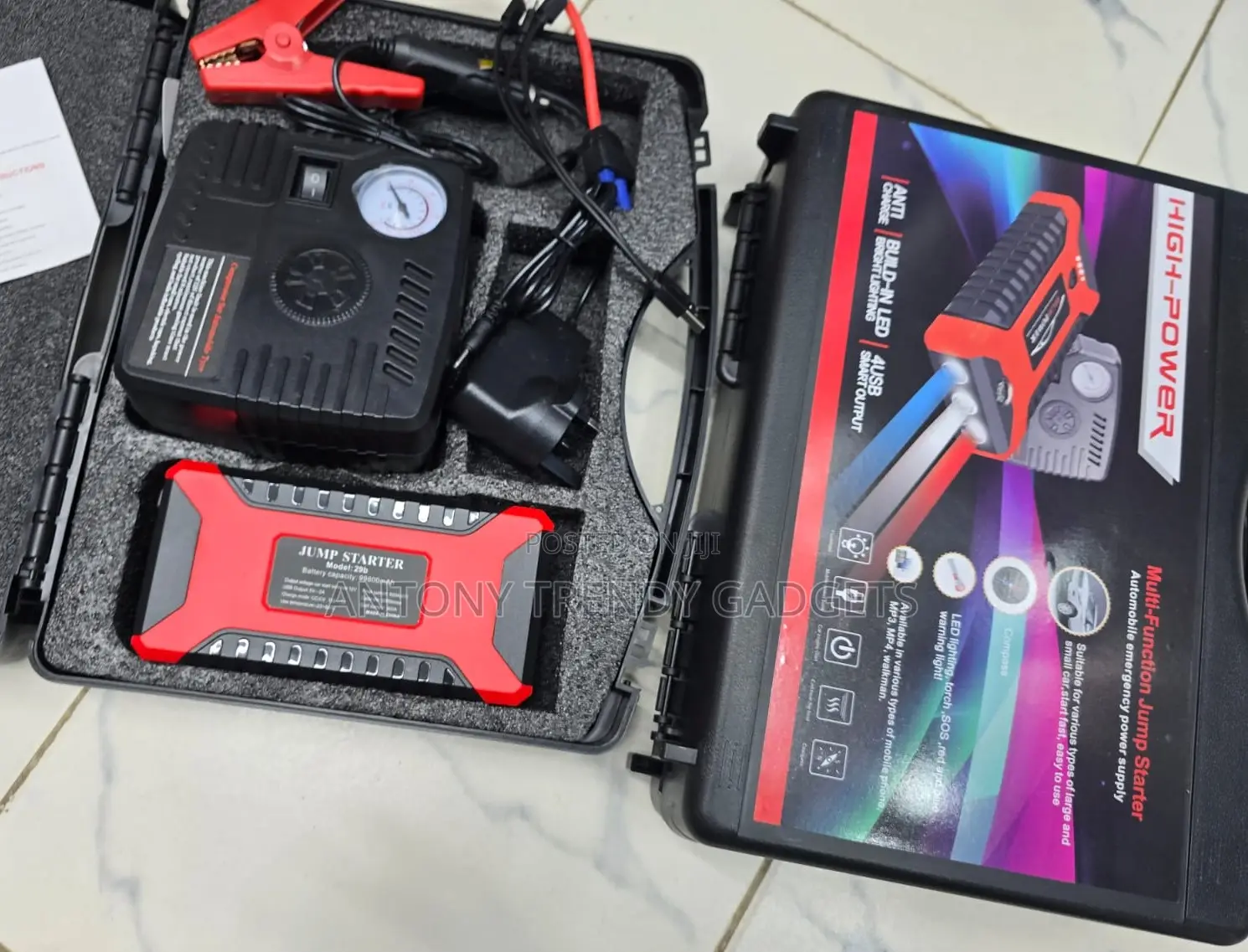 12V Car Jump Starter With Air Compressor Tire Inflator & Power Bank