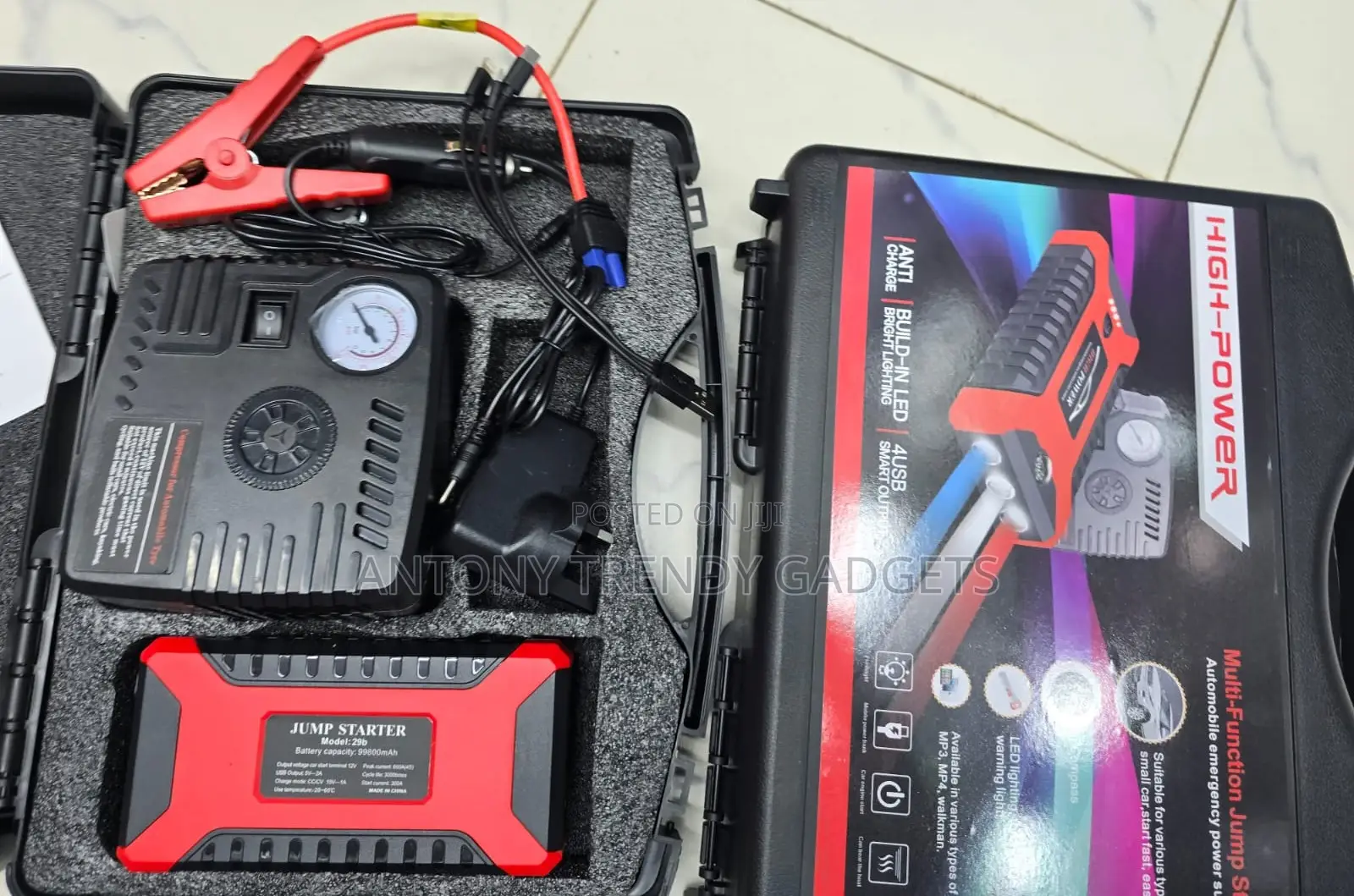 12V Car Jump Starter With Air Compressor Tire Inflator & Power Bank
