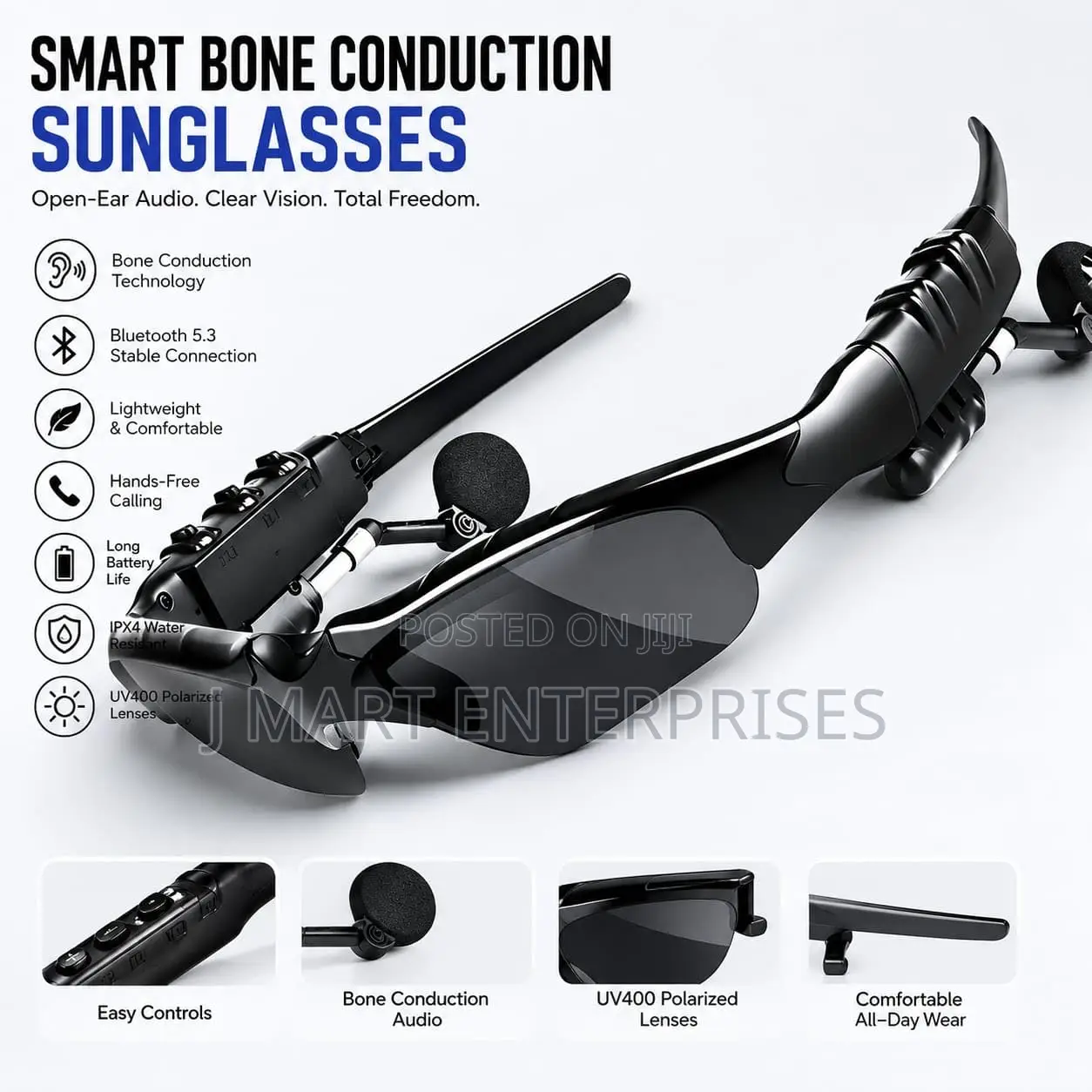 Sunglasses With Built-in Earphones and Microphone