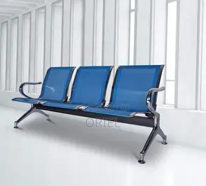 Office Bench : 3-Link Non Padded Blue Waiting Bench