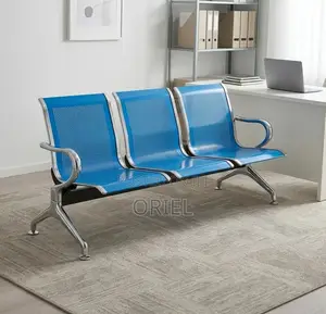 Office Bench : 3-Link Non Padded Blue Waiting Bench