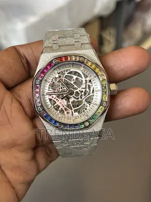 Audemars Piguet Stainless Steel Rainbow Frosted Skeleton Watch
