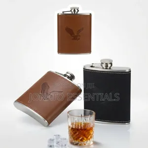 Whiskey Hip Flask Leather Set With Funnel and Tot Cups