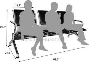 Office Bench; 3-Link Padded Reception Waiting Bench