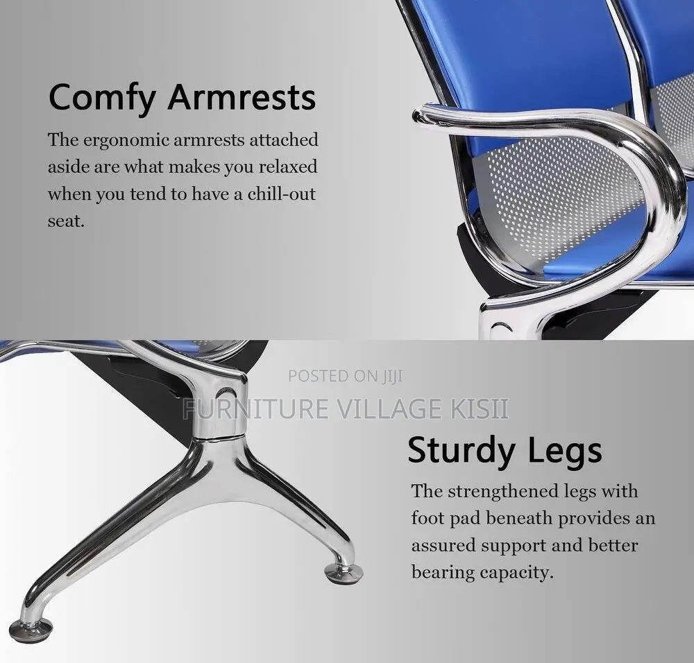 Office Bench; 3-Link Padded Reception Waiting Bench