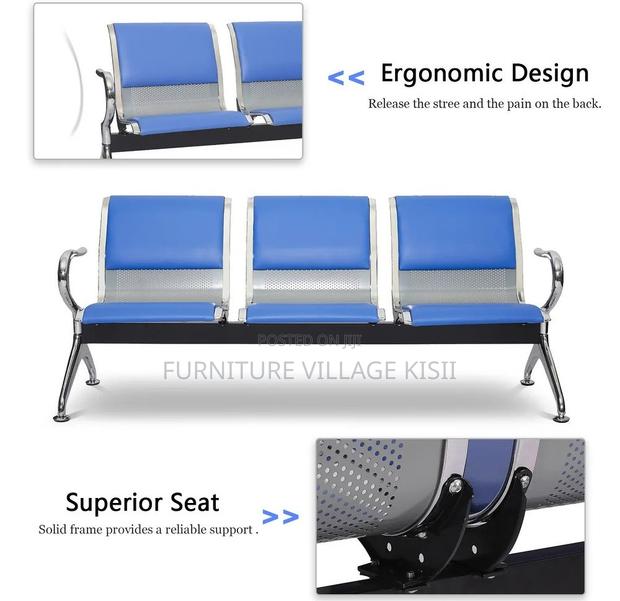 Office Bench; 3-Link Padded Reception Waiting Bench - thumbnail 11