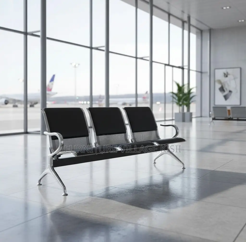 Office Bench; 3-Link Padded Reception Waiting Bench