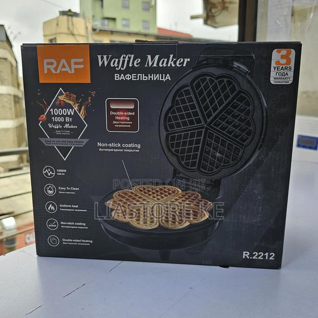 Waffle Maker 1000W – Heart-Shaped Waffles, Non-Stick Plates
