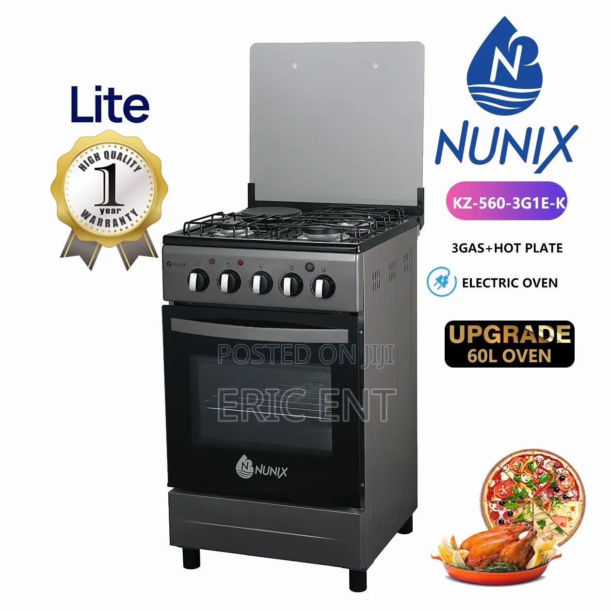 New Model 50*55 Nunix 3+1 With Electric Oven Standing Cooker