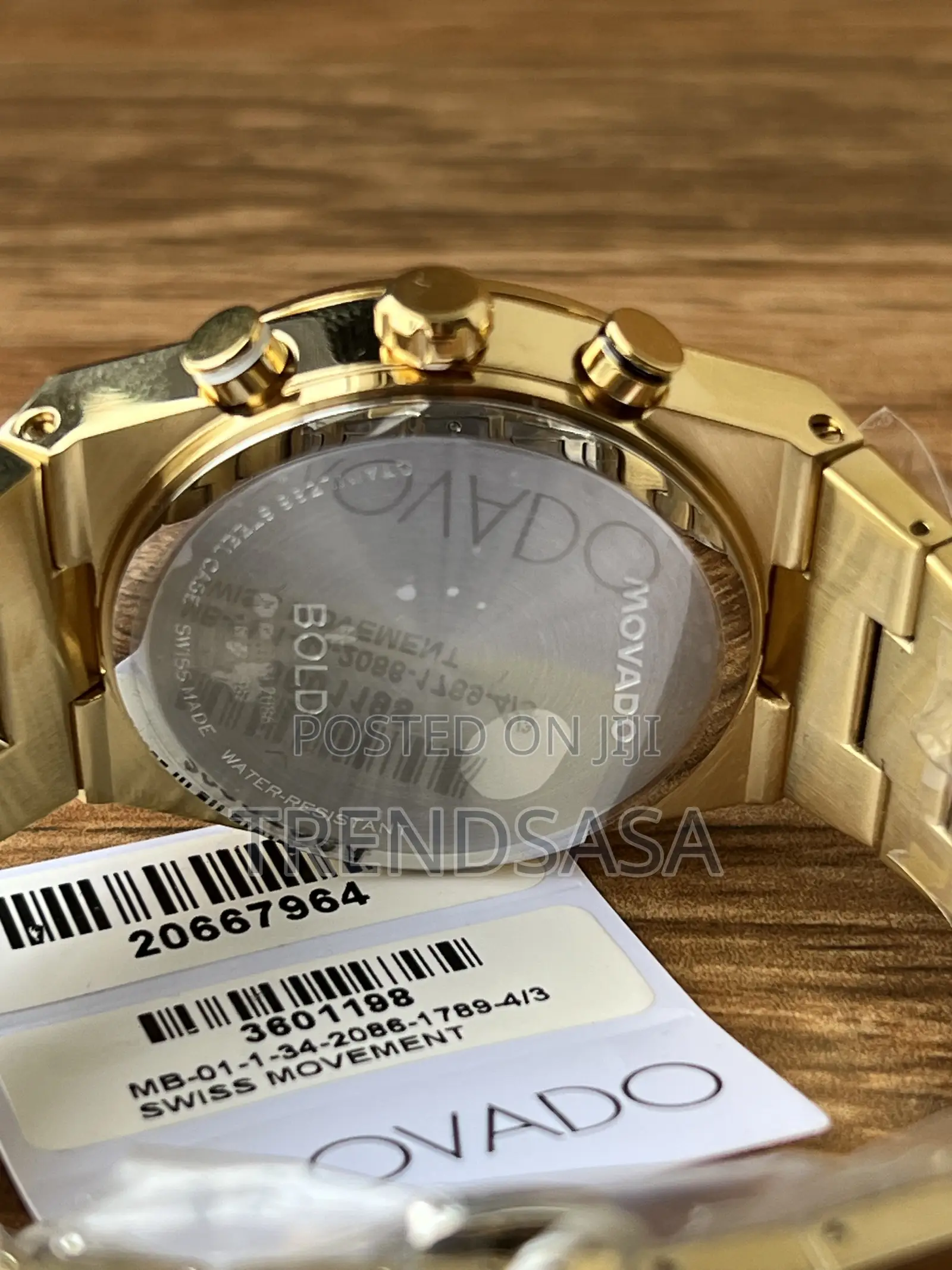 Movado Chronograph Gold Black Dial Gents Watch