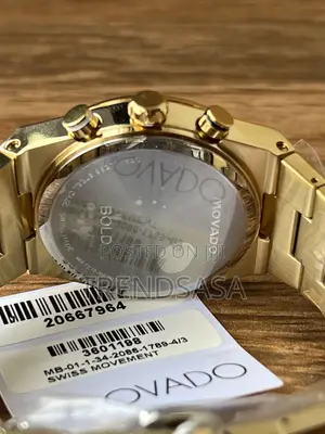 Movado Chronograph Gold Black Dial Gents Watch