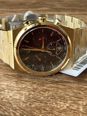 Movado Chronograph Gold Black Dial Gents Watch