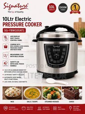 Signature 10L Electric Pressure Cooker – 1400W Smart Cooker