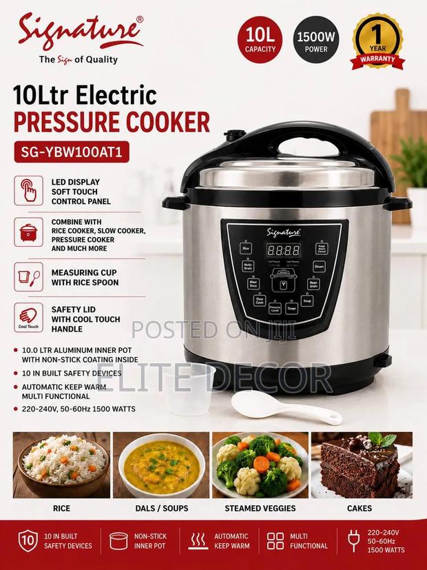Signature 10L Electric Pressure Cooker – 1400W Smart Cooker