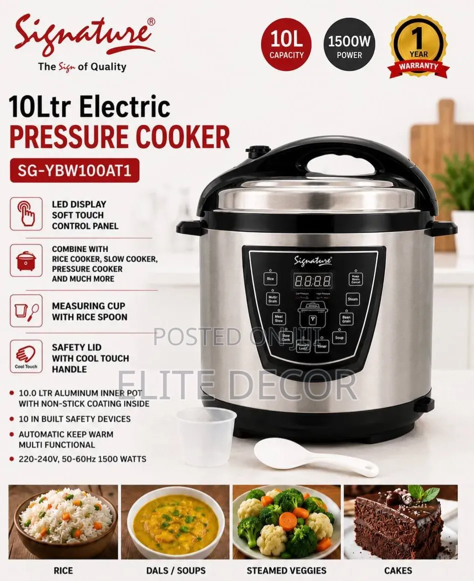 Signature 10L Electric Pressure Cooker – 1400W Smart Cooker