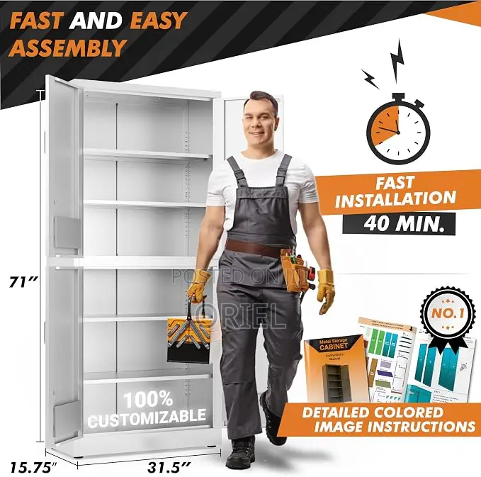 Office Cabinet : Metal Storage Cabinet With 4-Doors