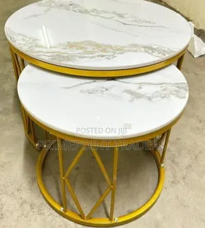 Modern Luxury 2-in-1 Pure Marble Nesting Tables
