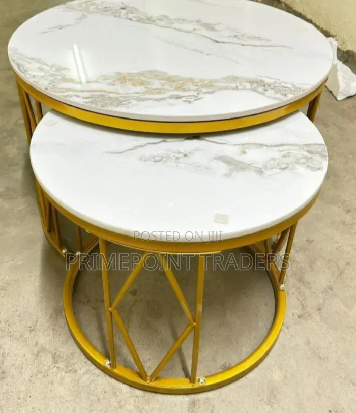 Modern Luxury 2-in-1 Pure Marble Nesting Tables