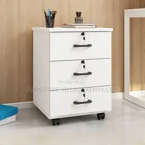 Pedestal Cabinet; Wooden 3 Drawer Movable Low Level Cabinet