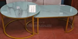 🔥🔥2 in 1 Marble Nesting Coffee Table (Glass Effect) White @