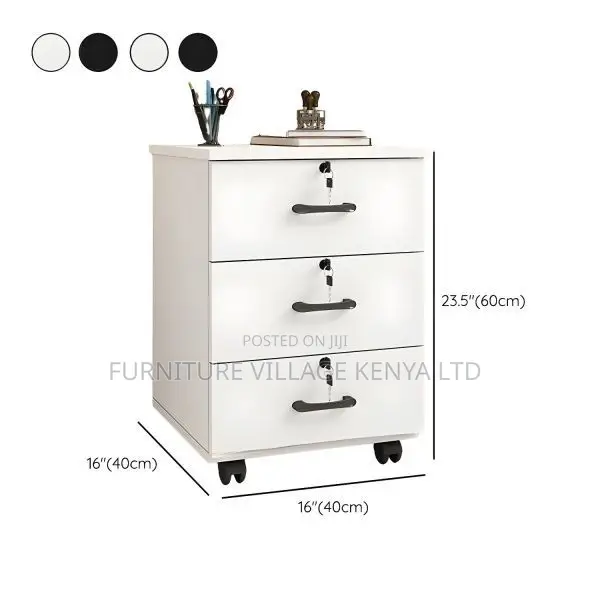 Pedestal Cabinet; Wooden 3 Drawer Movable Low Level Cabinet