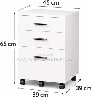Pedestal Cabinet; Wooden 3 Drawer Movable Low Level Cabinet