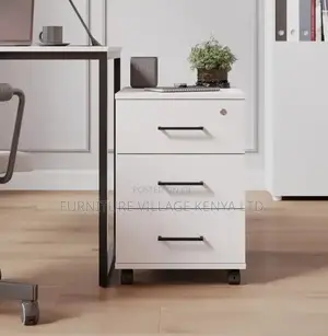 Pedestal Cabinet; Wooden 3 Drawer Movable Low Level Cabinet