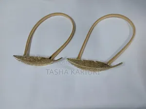 Gold Feather Shaped Metallic Curtain Tie Back Gal